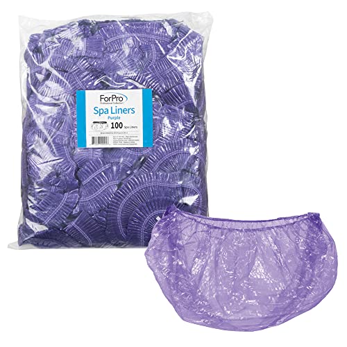 Disposable Pedicure Spa Liners, Purple - 100 Count for Salons