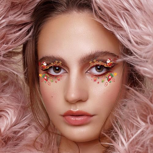 10Pcs Christmas Temporary Tattoos - Festive Holiday Face Stickers