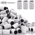 100 Pcs Fine Grit Nail Sanding Bands with Mandrel Bit for Nail Drill