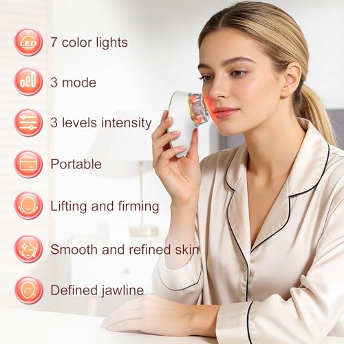 Face Lifting Facial Massager, Face Massager Tool with Suction, 7 Colors Red Light Therapy Face Lift Device for Skin Tightening Wrinkle & Lifting