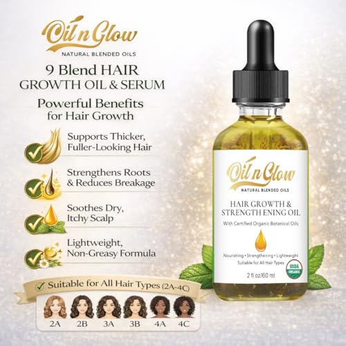 OilnGlow 9-in-1 Organic Peppermint Hair & Scalp Oil Leaves - Nourishing Thinning Hair Support
