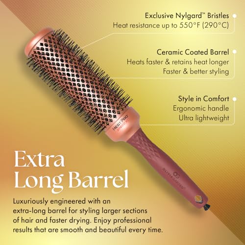 Olivia Garden HeatPro Speed XL - Extra-Long Thermal Round Hair Brush - Not Electrical - Professional Ceramic Blowout Brush for Normal to Thick Hair