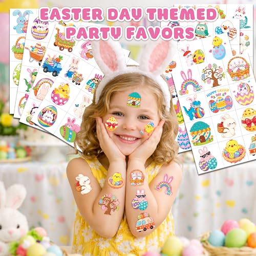96 PCS Easter Temporary Tattoos for Kids - Party Favors