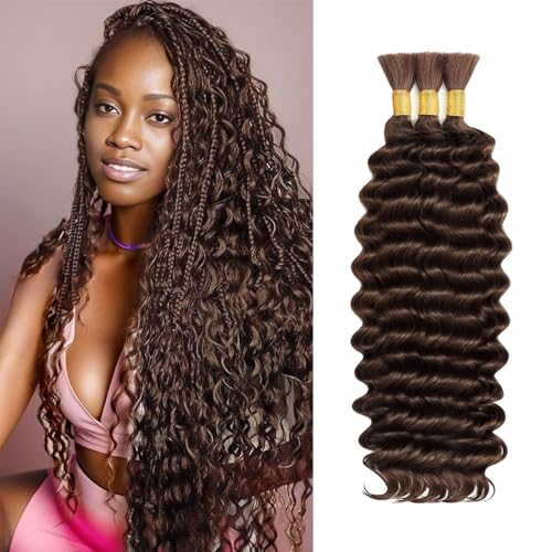 Boho Deep Wave Human Hair Bundles for Braiding - 18 Inch