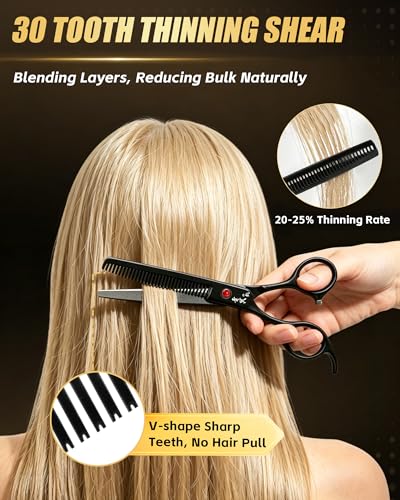 Professional Hair Cutting Scissors Kit, 6.5" 5-Piece Barber Set