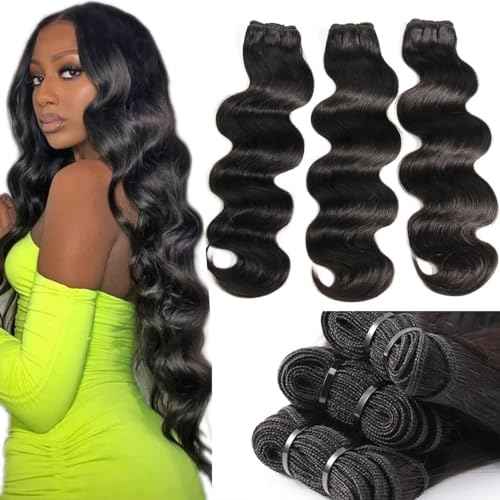 RESACA Body Wave 3 Bundles Human Hair Weave Weft Extentions Bundles for Women 20 22 24 Inch 100% Unprocessed Brazilian Virgin Human Hair (Nature Color Black)