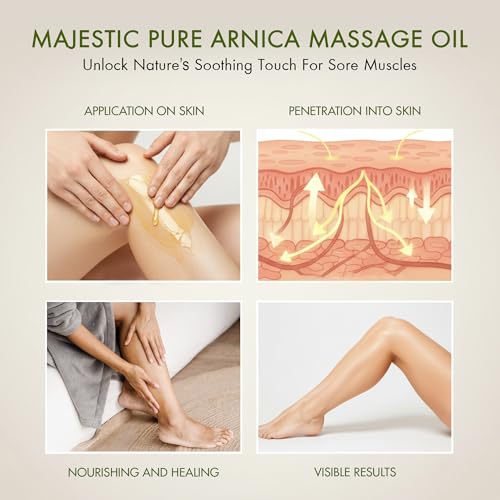 Majestic Pure Arnica Massage Oil 8 Fl Oz - Relaxing Body & Post-Workout Care