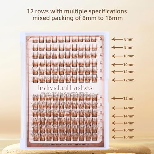 Brown Lash Clusters 8-16mm Mixed Lengths 120pk DIY Extensions