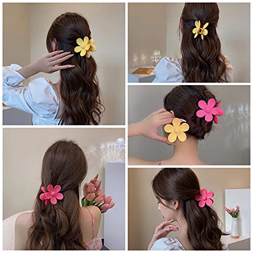Flower Hair Clips 8pc Large Claw Clips for Women & Girls