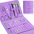 16-Piece Stainless Steel Manicure & Pedicure Set with Leather Case