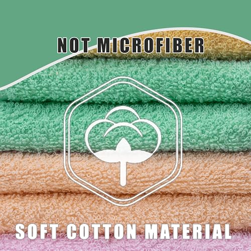 Textila Cotton Terry Washcloths Set – 12x12 Inch, 10-Pack Multicolor