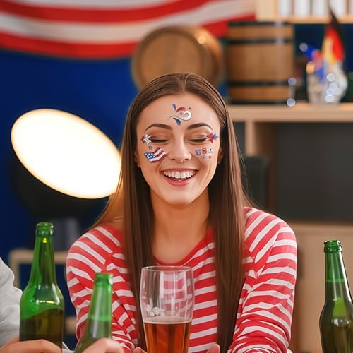 USA Flag Face Gems - Self-Adhesive Patriotic Stickers (2PCS)