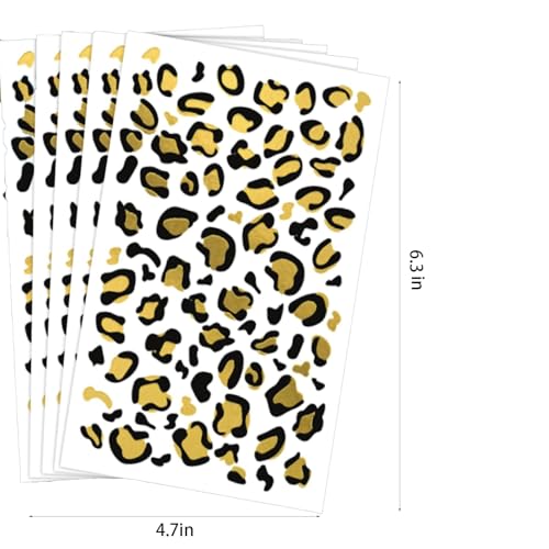 Leopard Print Gold Temporary Tattoos - Waterproof Face Stickers