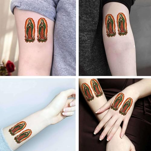 Guadalupe Temporary Tattoo for Men & Women - 6 Sheets