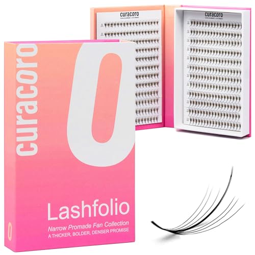 Curacoro LashFolio Narrow Wispy Fans, Handmade Volume Eyelashes, 5D To 10D, C CC D Curl, 0.03~0.07 mm, 8-13mm Mix Length, Professional Long-Lasting Promade Lash Fans (7D-0.05 C 8mm-13mm)