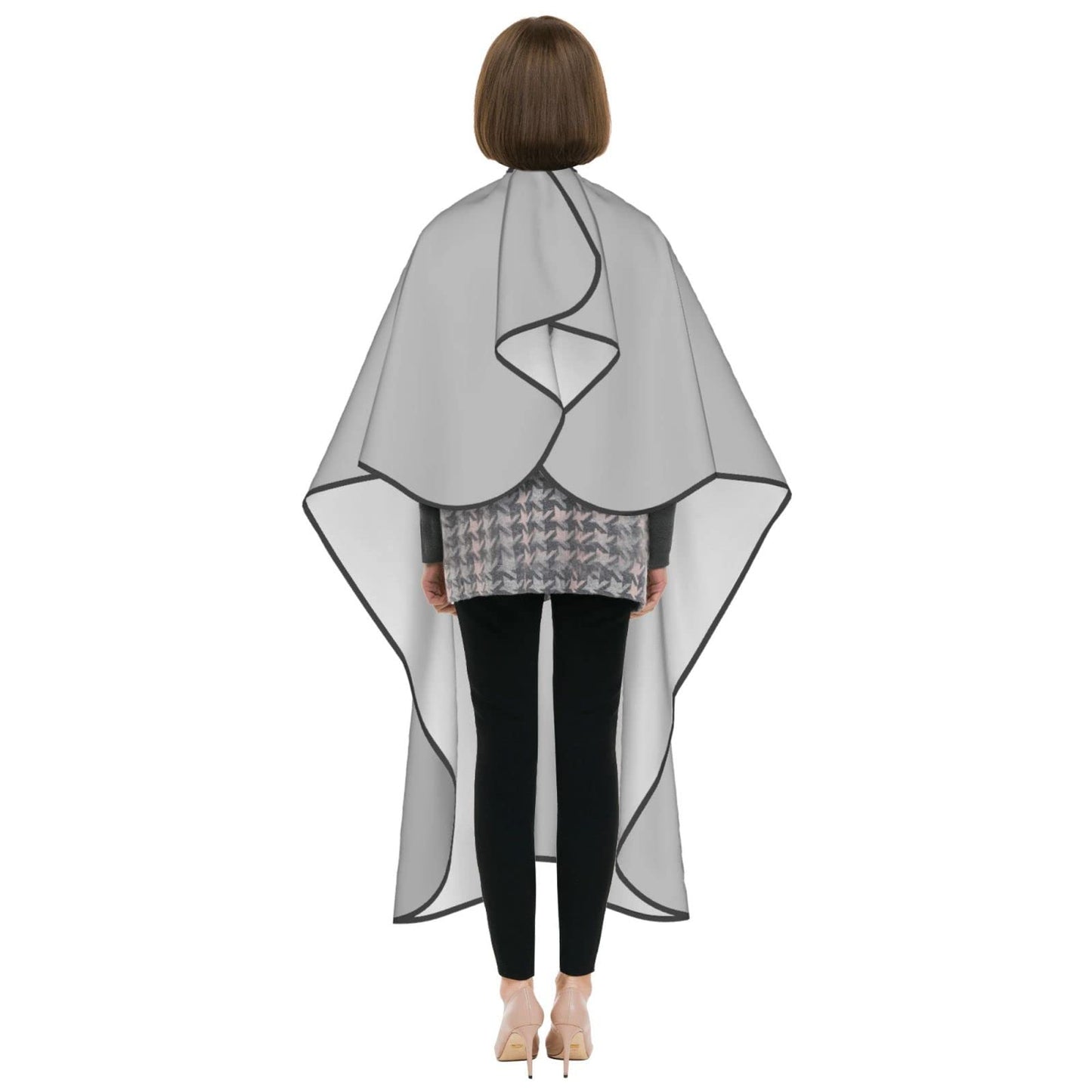 Twkzynj Custom Professional Salon Barber Cape Personalized Hair Cutting Cape with Closure Snap Hairdressing Apron, Light Gray