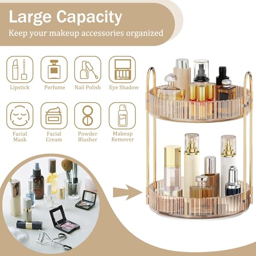 MOKANI 360° Rotating Makeup Organizer - 2 Tier Perfume Storage