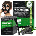20 Pack Blackhead Remover Mask Set, Charcoal Peel Off Black Face Mask with Brush, Blackhead Pore Acne Remover for Face and Nose, Deep Cleansing for Men and Women
