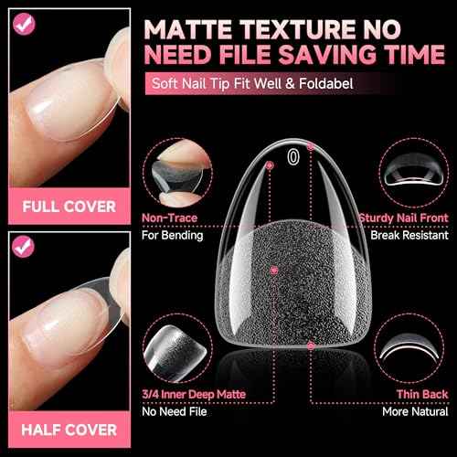 UNA GELLA Extra Short Almond Nail Tips 12 Sizes Short Almond Gel Nail Tips 120Pcs Soft Gel Clear Full Cover Nails Tips Acrylic False Nails Press On Nails for Extensions DIY Salon