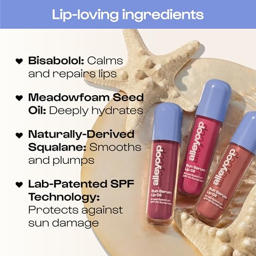 ALLEYOOP Sun Serum Lip Oil SPF 40 ? Tinted Lip Oil with SPF, Hydrating Tinted Lip-Moisturizer for Women, Lips Sunscreen for Cracked Lips, Smooths & Soothes, Vegan, Travel-Friendly, Hazy