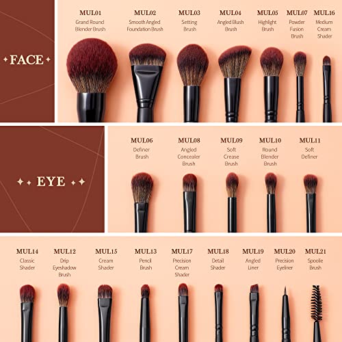 Jessup 21Pc Makeup Brush Set - Premium Synthetic Vegan Brushes