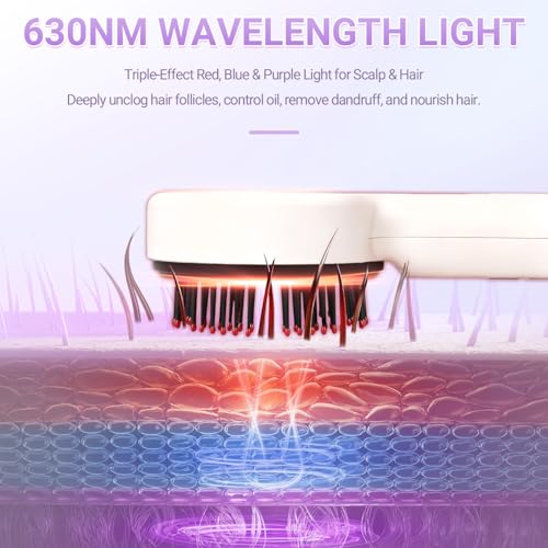 Hair Growth Comb,Electric Scalp Massager Comb,IPX7 Waterproof,Portable for Home & Travel,White