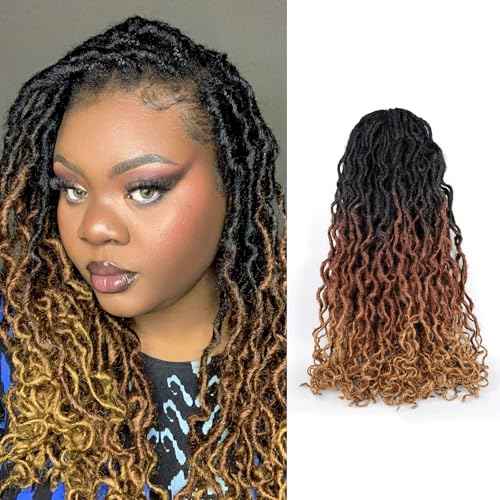 ToyoTress Toceana Curly Locs Crochet Hair - 26 Inch 8 Pcs (96 Strands) 3 Tones Ombre Brown Pre-looped Crochet Locs, Crochet Faux Locs Pre-twistedBraids Synthetic Braiding Hair (26 Inch,OT30/27-8P)