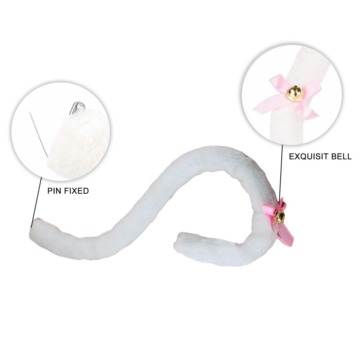 LiuSuper Cat Ears and Wolf Fox Cosplay Costume Animal Tail Set Hair Clip Halloween Neck Chocker Set