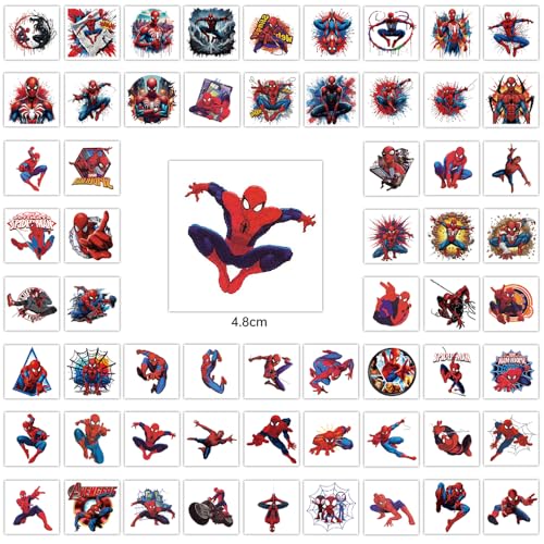 60Pcs Cartoon Spider Temporary Tattoos for Kids & Teens