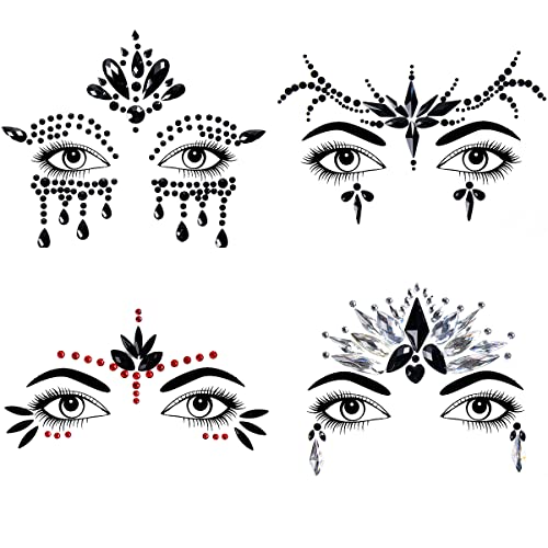 Mermaid Face Gems Rhinestone Stickers - Festival Party Body Jewels