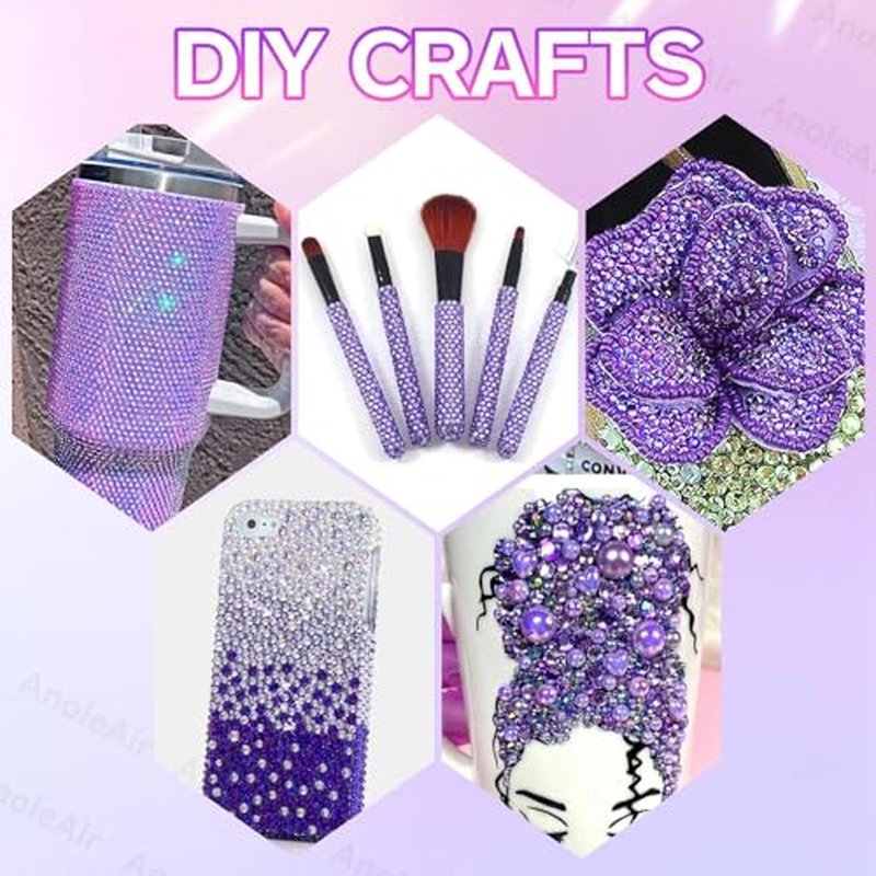 26000PCS Purple Flatback Rhinestones Kit – 2-6mm Mixed Sizes