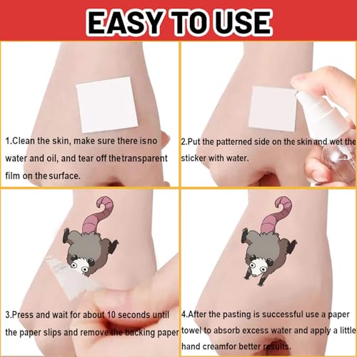 16 Sheets Possum Temporary Tattoos for Kids & Parties