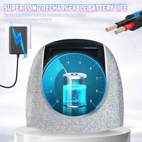 UV LED Nail Lamp,96W Rechargeable Cordless Nail Lamp Gel Polish UV Nail Lamp,Diamond Professional Curing Lamp with 4 Timer Setting,Handle,Big Display Auto Sensor for Salon & Home