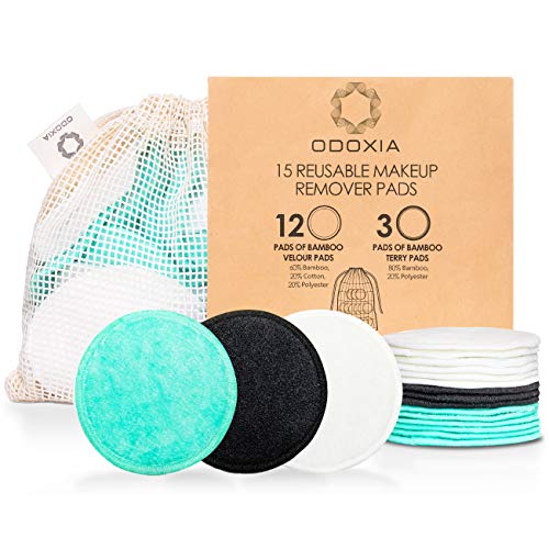Reusable Makeup Remover Pads 15-Pack with Laundry Bag