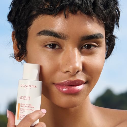 Clarins UV Plus Anti-Pollution, Broad Spectrum SPF 50 Tinted Face Sunscreen | Sheer Finish | Lightweight and Oil-Free | Triple Protection From UVA/UVB Rays, Free Radicals and Pollutants