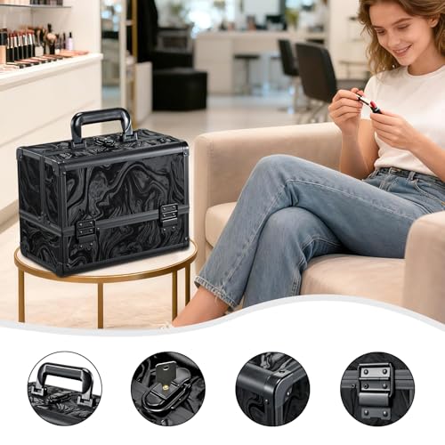 LED Lighted Makeup Case with Mirror - 11.6" Portable Organizer