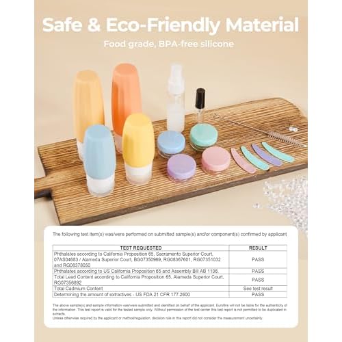 BAGSMART 18 Pack TSA Approved Travel Bottles for Toiletries, Leak Proof Silicone Travel Size Containers Bottles for Shampoo, Purple