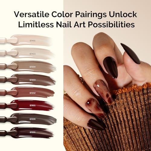 MelodySusie Gel Nail Kit with P-ART06G Cordless UV Lamp Christmas Gift for Women Plant Based HEMA Free Fall Nails Polish with No Wipe Top Coat, Base & Builder Gel