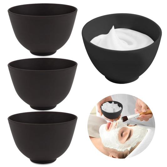 4 Inch Diy Silicone Facial Mask Mixing Bowl, 4 PCS Home Use Microwavable Silicone Facial Mud Bowl for Facial Mask, Mud Mask and Other Skincare Products, Cosmetic Beauty Tool for Home Salon(BLACK)