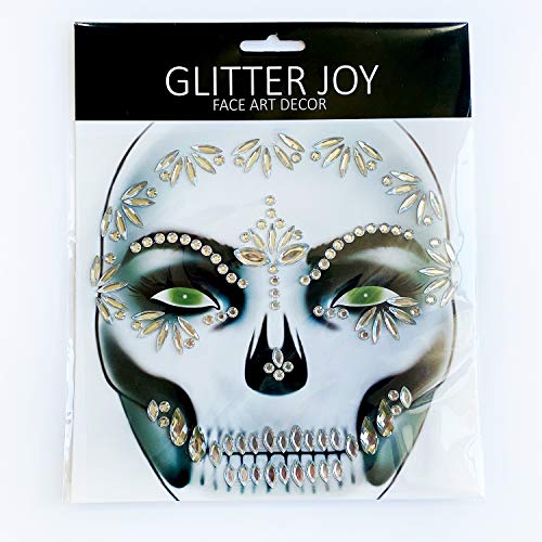 Day of the Dead Face Jewels Tattoo Stickers, Rhinestone Skull Gems