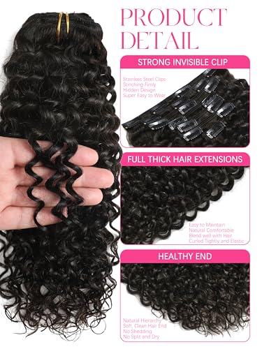 Lacer Clip-In Human Hair Extensions 20" Jerry Curly 1B