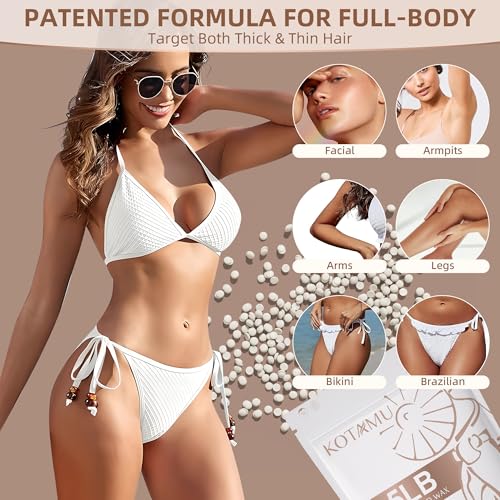 KOTAMU 40oz Unscented Hard Wax Beads for Full Body & Sensitive Areas, White