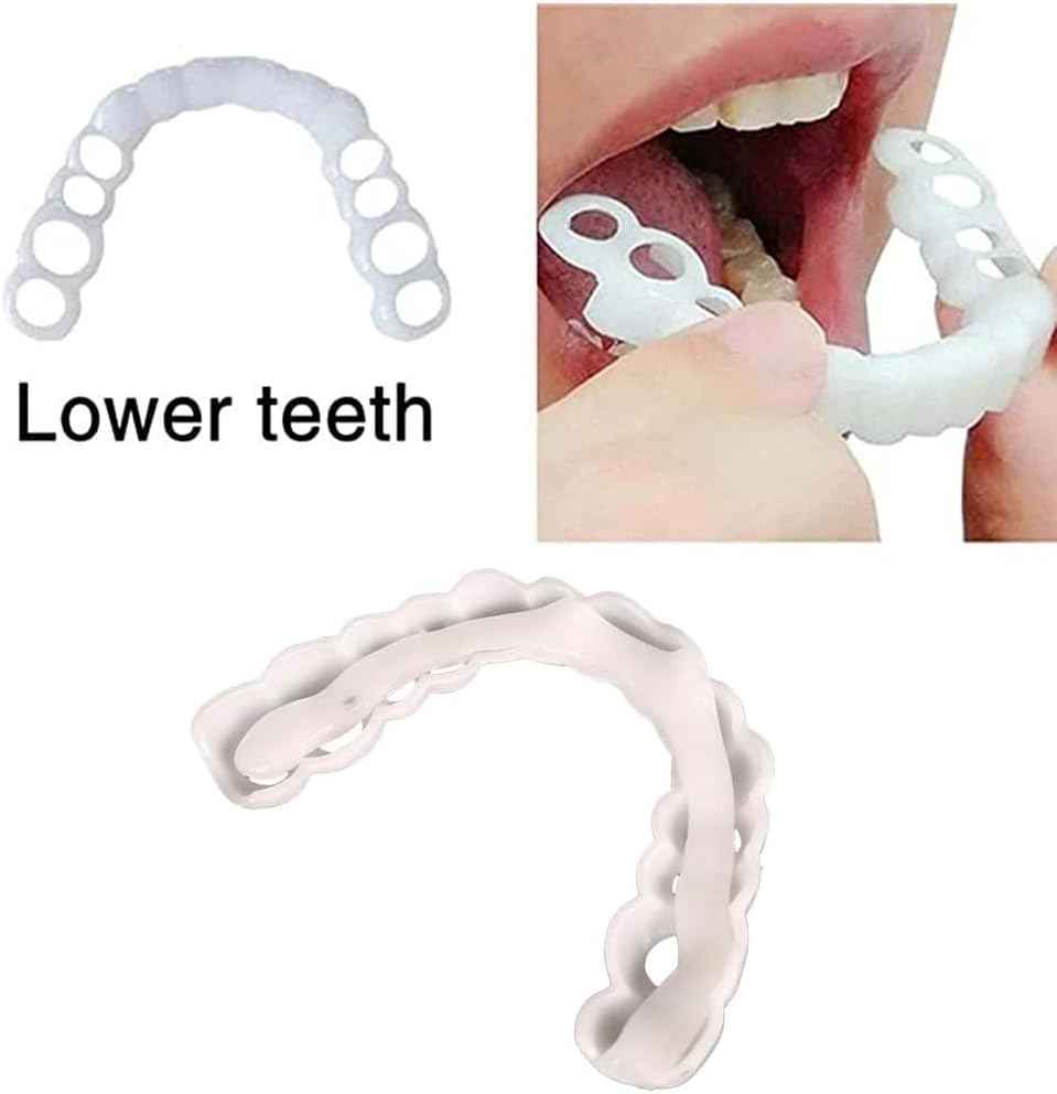 ‌2 Pairs Natural-Looking Temporary Smile Solutions, Top & Bottom Adjustable for Comfortable Experience (1.0)