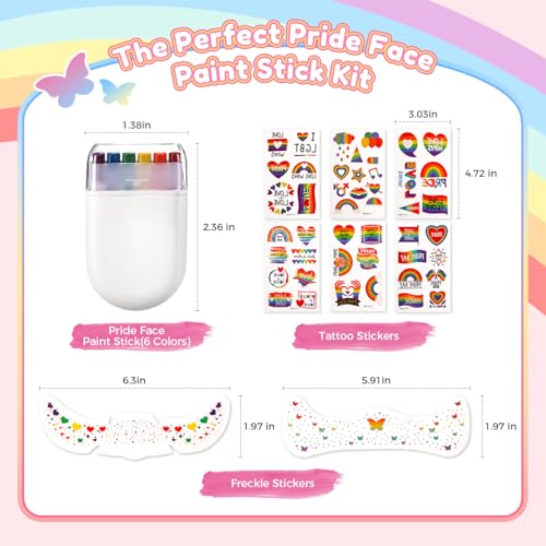 Janolia Pride Face Paint Sticks - Rainbow Makeup Kit for LGBTQ+ Events