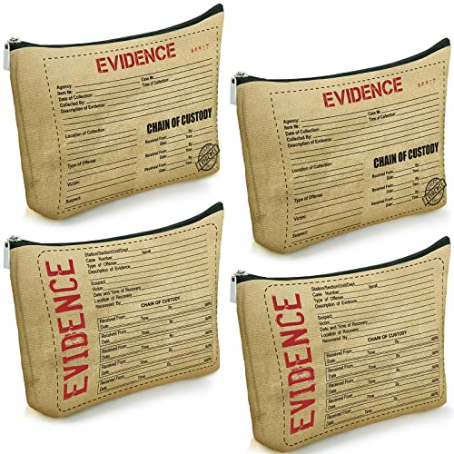 Oudain 4 Pcs Evidence Bags Evidence Makeup Bag Novelty Zipper Pouch True Crime Pouch for Women Office
