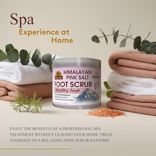 OKAY Himalayan Pink Salt Foot Scrub - Natural Body Exfoliator - 6 oz