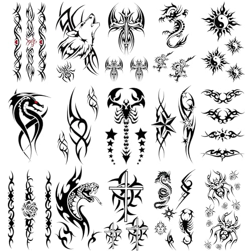 15 Sheets Waterproof Temporary Tattoos for Adults & Kids