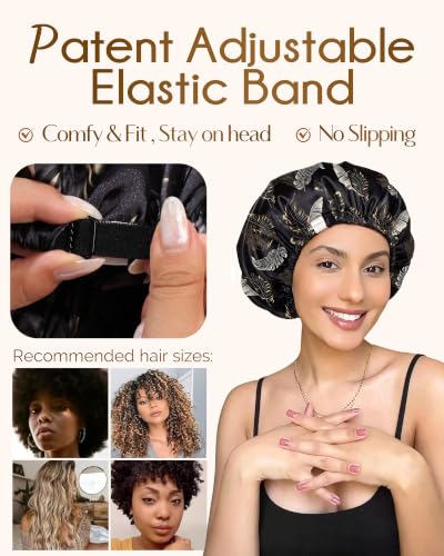 YANIBEST Satin Hair Bonnet & Hair Scrunchie - Adjustable Sleep Cap