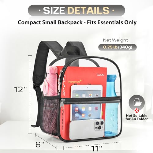 Oraben Stadium Approved Clear Backpack 12x6x11 inch