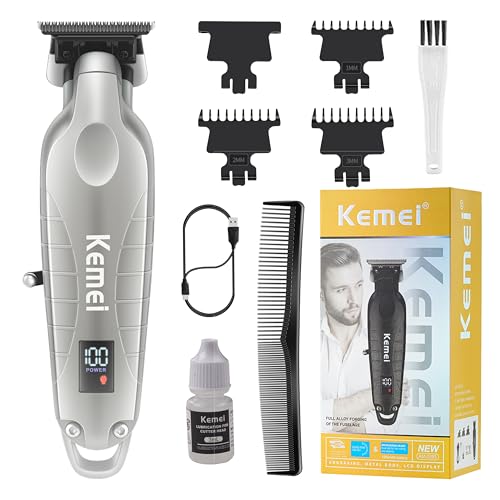 KEMEI 2293 Professional Hair & Beard Trimmer for Men - Cordless T-Blade Clippers